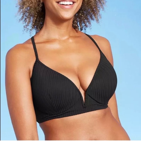 Shade & Shore Ribbed V-Bone Bikini Top 34D - Picture 2 of 7